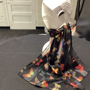 BUTTERFLY SCARF. RAINBOW COLORED BUTTERFLYS. LONGER ONE